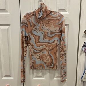 AFRM Brown and Cream Swirl Long Sleeve Top